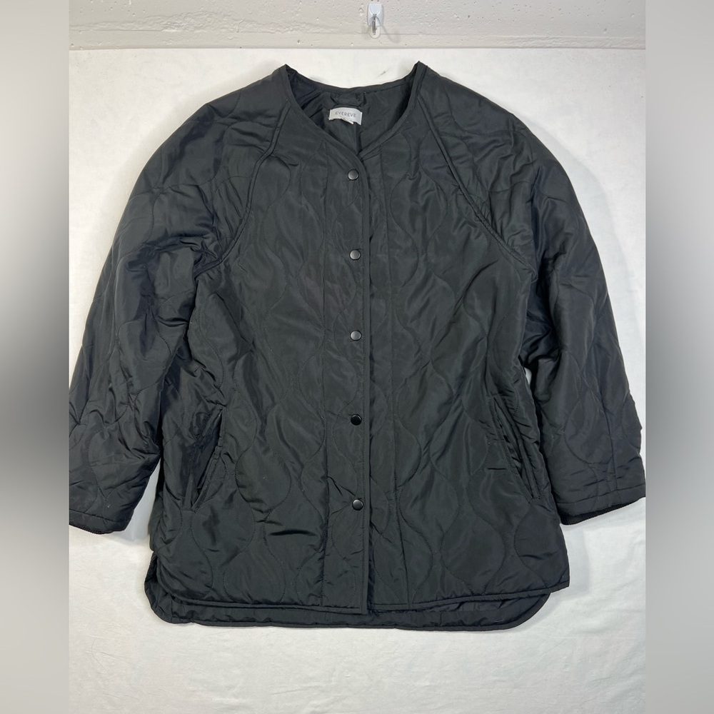 Evereve Charcoal Grey Quilted Collarless Jacket with Pockets